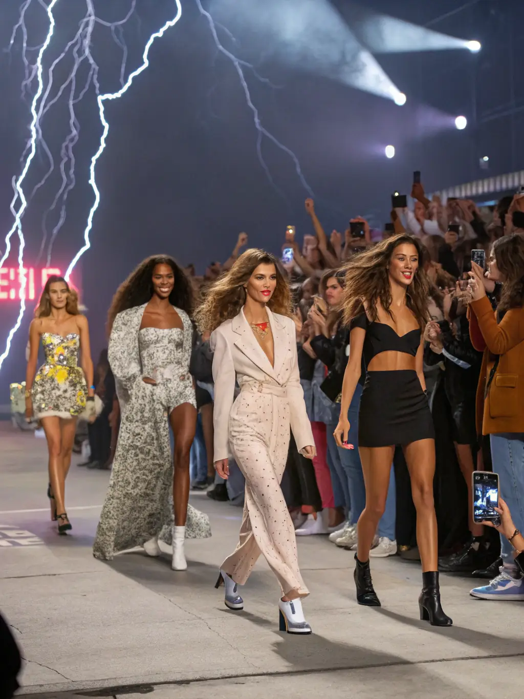 A dynamic image of a fashion show organized by the agency, featuring young models and designers showcasing their talent and unique creations.