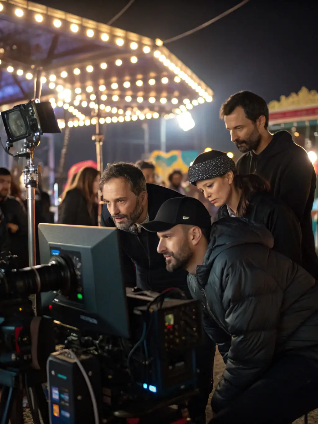 A behind-the-scenes shot of a short film production, highlighting the collaborative effort and technical skills involved in filmmaking at ASSOC. FOR YOU AGENCE CASTING CHALLENGERS.